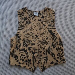CMC Black and Tan Patterned Vest Top